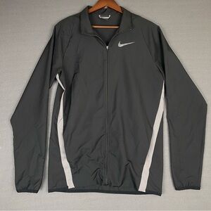 Nike Dri-Fit‎ Track Jacket Mens S Tall Black Full Zip Swoosh Athletic Blokecore